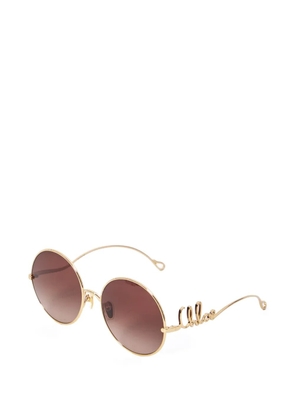 Chloé Eyewear logo-plaque round-frame sunglasses - Gold