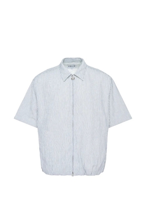 SOLID HOMME stripe-pattern gathered-hem shirt - White