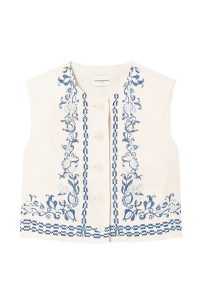 Claudie Pierlot floral-print linen waistcoat - Neutrals