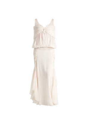 SIEDRES Blair crystal-embellished ruched dress - Neutrals