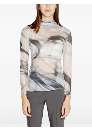 RINASCIMENTO abstract-print mock-neck top - Grey