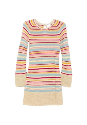 CHANEL Pre-Owned 2011 striped crochet-knit dress - Neutrals