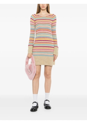 CHANEL Pre-Owned 2011 striped crochet-knit dress - Neutrals