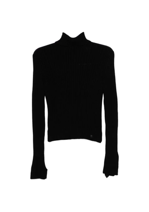 CHANEL Pre-Owned ribbed fold-over kintt top - Black
