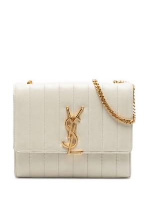 Saint Laurent Pre-Owned 2019 Matelasse Lambskin Monogram Vicky Chain Wallet crossbody bag - White