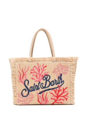 MC2 Saint Barth Vanity coral-embroidered tote bag - Neutrals