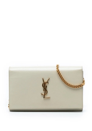 Saint Laurent Pre-Owned 2023 Lizard Embossed Patent Cassandre Wallet On Chain crossbody bag - White