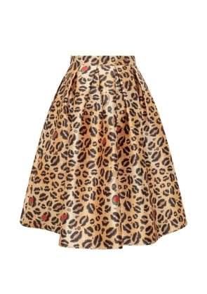alessandro enriquez animal-print pleated midi skirt - Neutrals
