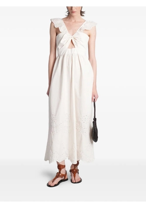 Antik Batik Baby broderie-anglaise ruffled midi dress - Neutrals