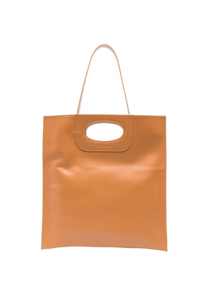 Gherardini Piattina logo-debossed leather clucth bag - Brown