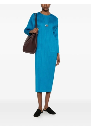 Pleats Please Issey Miyake long-sleeve midi dress - Blue