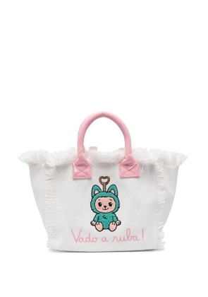 MC2 Saint Barth Colette fringed embroidered tote bag - White
