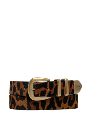 GUESS USA leopard-print buckle belt - Brown