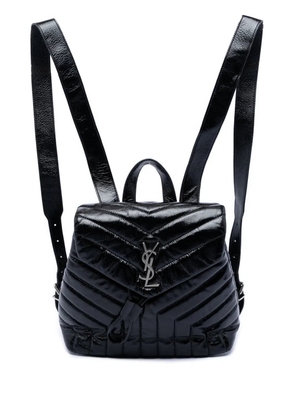 Saint Laurent Pre-Owned 2017 Small Matelasse Patent Monogram LouLou backpack - Black