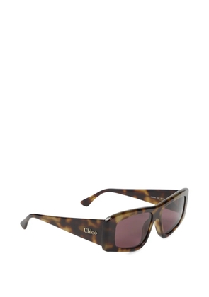 Chloé Eyewear tortoiseshell-effect geometric-frame sunglasses - Brown
