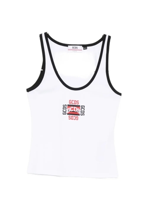 GCDS logo-print contrast-trim tank top - White