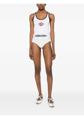 GCDS logo-print contrast-trim tank top - White