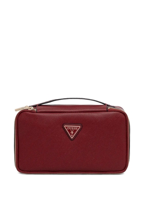 GUESS USA top-handle triangle-logo make up bag - Red