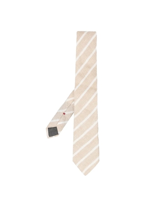 Brunello Cucinelli diagonal-stripe neck-tie - Neutrals