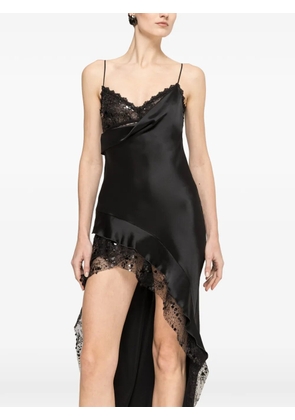 NISSA lace-trim sequin-embellished asymmetric dress - Black