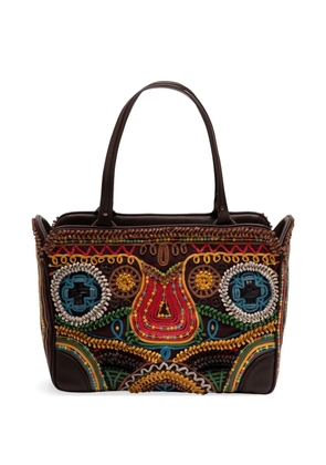 Jamin Puech Rodriguez embroidered leather shoulder bag - Brown