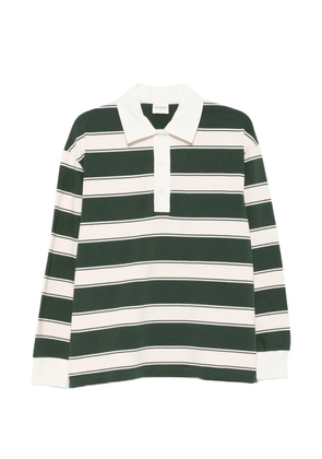 Closed striped long-sleeve polo top - Green