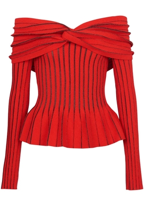 Balmain knotted off-shoulder top - Red