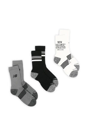 New Balance logo-print striped socks set (set of three) - Black