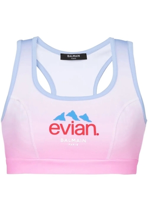 Balmain x Evian logo-print sports bra - Pink