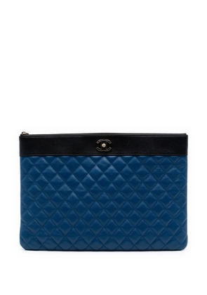 CHANEL Pre-Owned 2016-2017 Large Bicolor Sheepskin Mademoiselle Zip clutch bag - Blue