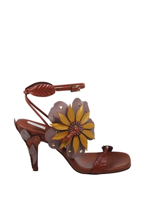 ZIMMERMANN Brightside floral-appliqué leather sandals - Brown