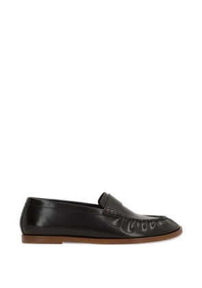 The Row ruched-detail leather loafers - Brown