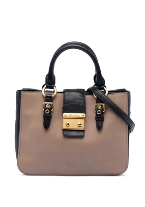Miu Miu Pre-Owned 2010-2026 Bicolor Goatskin Madras satchel - Brown