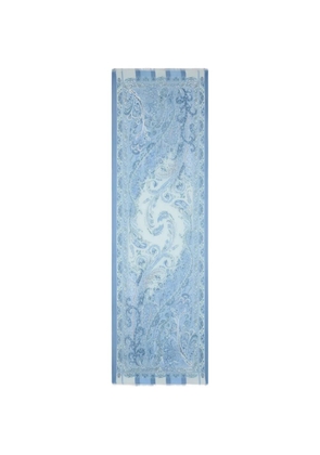ETRO floral-motif silk scarf - Blue