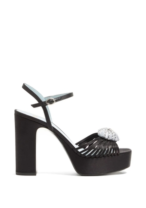 Valentino Garavani Coeur Royal platform sandals in satin 115mm - Black