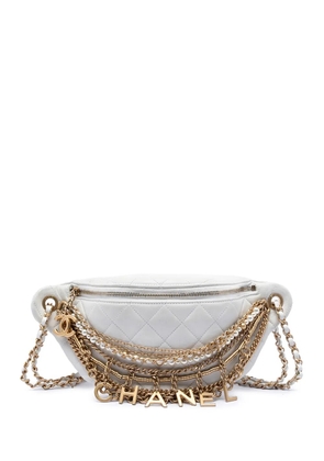 CHANEL Pre-Owned 2019 Quilted Lambskin All About Chains Waist Bag belt bag - White