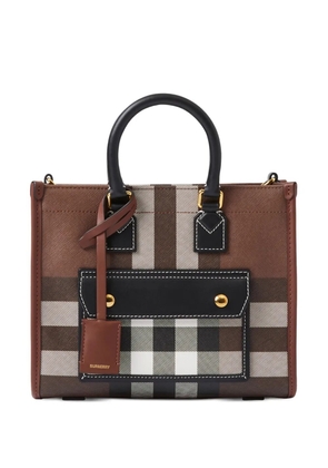 Burberry mini check Freya tote bag - Brown