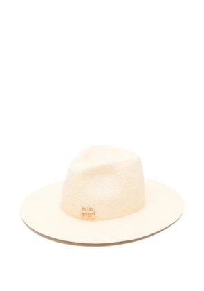 Ruslan Baginskiy pearl-chain straw fedora hat - Neutrals