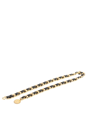 CHANEL Pre-Owned 1970-1980 CC Gold Plated Leather Woven Medallion Chain belt