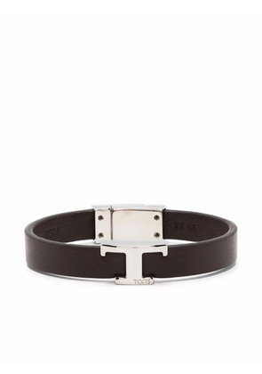 Tod's logo-plaque leather bracelet - Brown