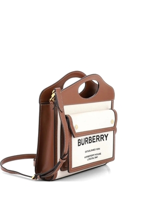 Burberry Pre-Owned Logo Pocket Tote Canvas with Leather Mini crossbody bag - Brown