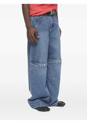 Spencer Badu patchwork-detail wide-leg jeans - Blue