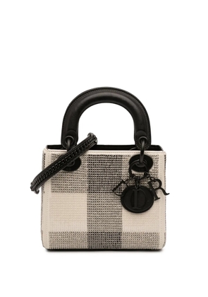 Christian Dior Pre-Owned 2019 Mini Calfskin Checkered Crystal Studded Lady Dior satchel - Black