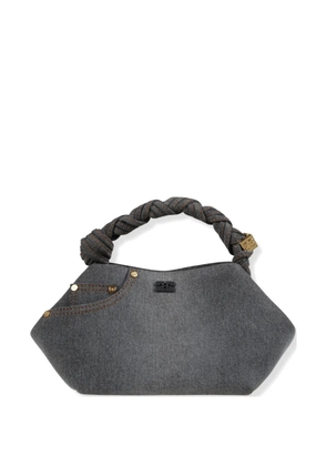 GANNI Bou braided-handle tote bag - Grey