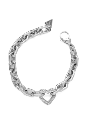 GUESS USA Beloved crystal-embellished heart-pendant bracelet - Silver