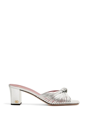 Valentino Garavani Annet slide sandals in laminated nappa 60mm - Silver