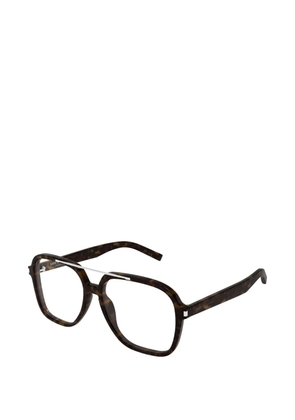 Saint Laurent Eyewear tortoiseshell-effect pilot-frame glasses - Brown