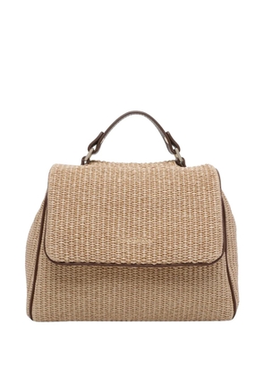 Orciani small Sveva Zanzibar leather-trim handbag - Neutrals
