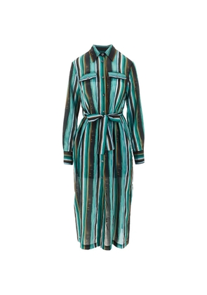 PINKO striped belted shirt dress - Green