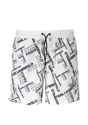 Karl Lagerfeld logo-print drawstring swim shorts - White